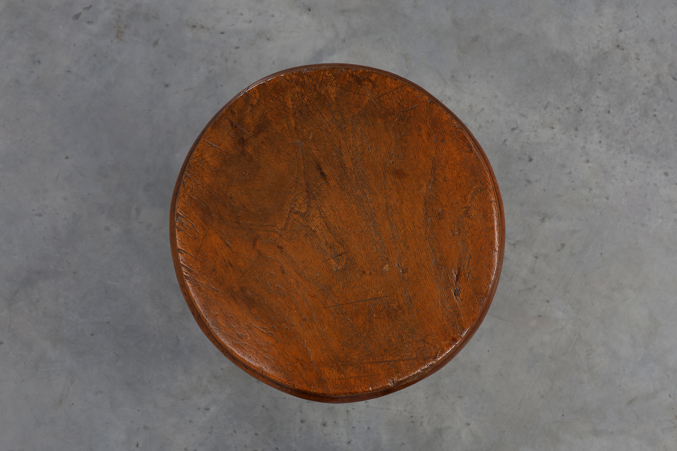French Antique round stool in oak with nice patina, ca. 1850thumbnail